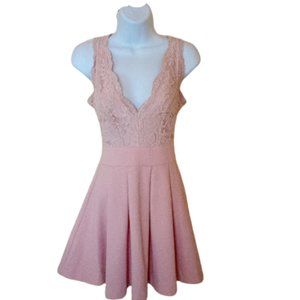 Pale Pink / Blush Dress with Lace  Size Small